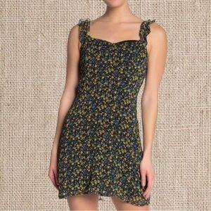 Yellow and Green floral mini dress